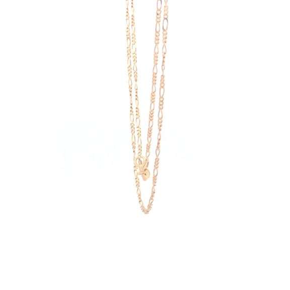 14K Yellow Gold 1.3mm Figaro Link Vintage Fancy Chain Necklace