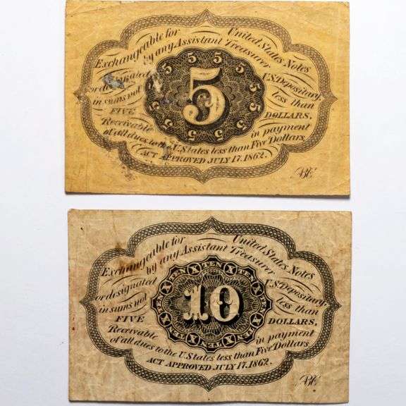 5 Cent &10 Cent Fr1242 Fr1231 Fractional Currency Notes.