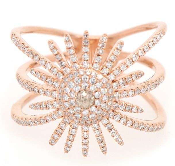 Crown of Light 0.59ctw Diamond Crown Eclipse Ring in 14K W/Box