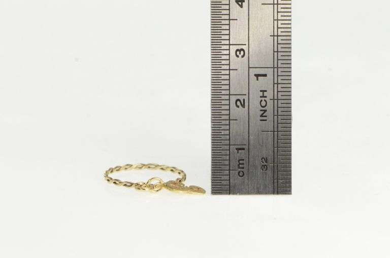 14K Yellow Gold E Cursive Letter Monogram Initial Charm Ring