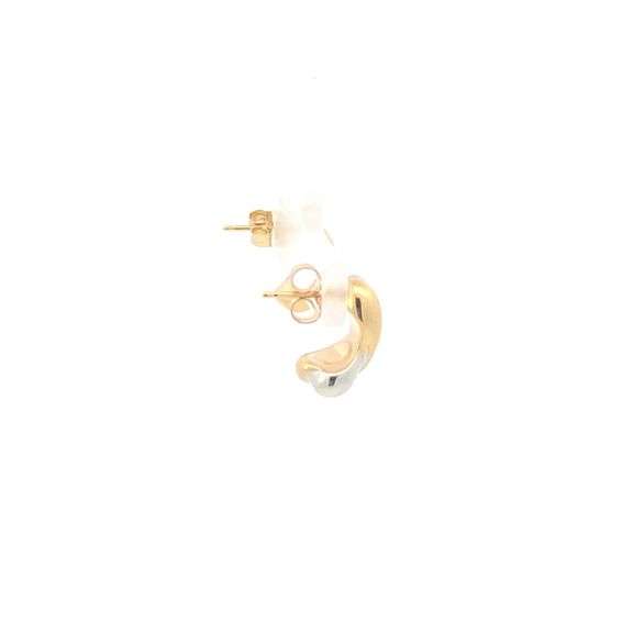 14K Yellow Gold Two Tone Puffy Twist Knot Vintage Stud Earrings