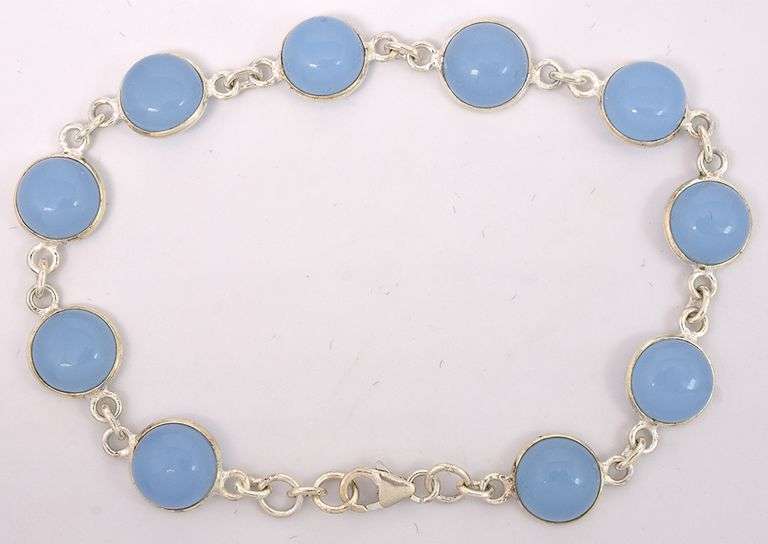 Iridescent Blue Gemstone Bracelet In Sterling Silver