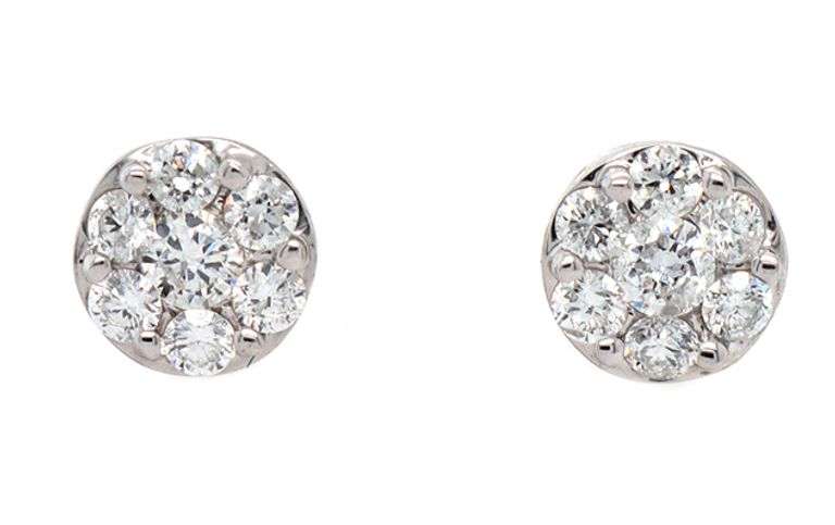 0.33ctw Diamond Cluster Stud Earrings in 14K