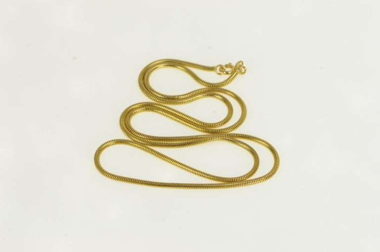14K Yellow Gold 1.7mm Thick Snake Chain Vintage Round Link Necklace
