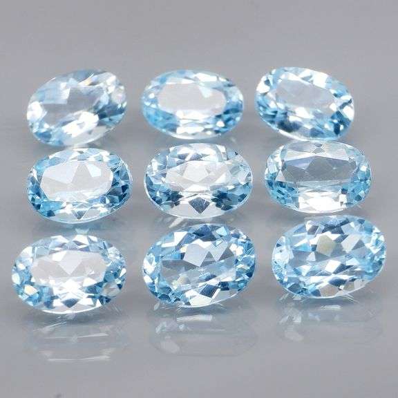 Matched! 9 piece 8.88ct full fire sky blue Topaz set