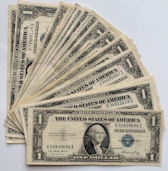 19 Various $1 Silver Certificates 1935 and 1957 Series