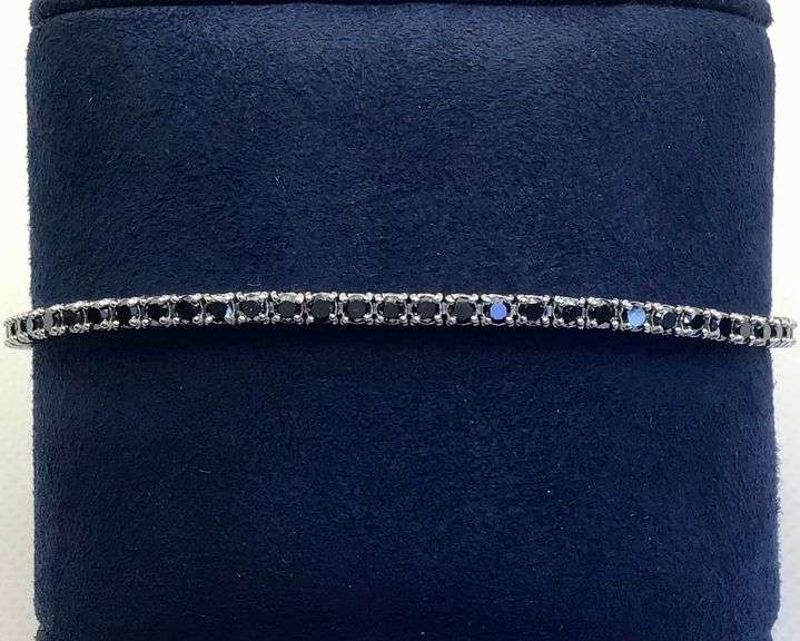 GORGEOUS AND STYLISH 14K WHITE GOLD BLACK DIAMOND TENNIS BRACELET
