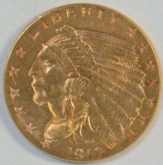 Original BU 1912 US $2.50 Indian Gold Piece. Better date