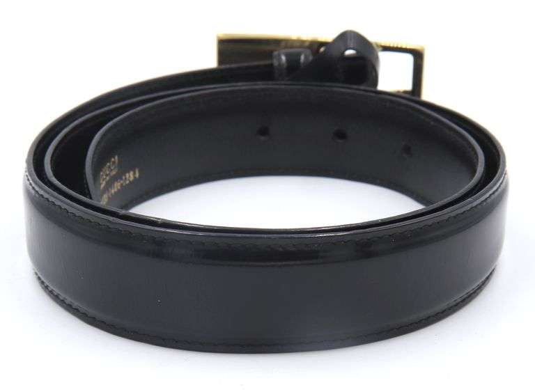 Vintage Gucci Skinny Belt with Gold Buckle