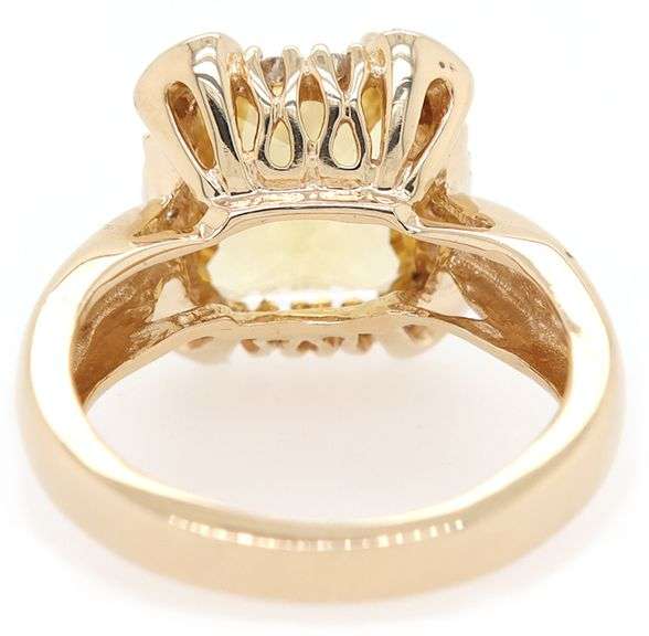 Radiant Cut Citrine and 0.25ctw Diamond Frame Ring in 14K