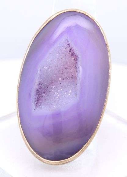 Vintage AKR Amy Kahn Russel Sterling Silver Purple Druzy Agate Ring