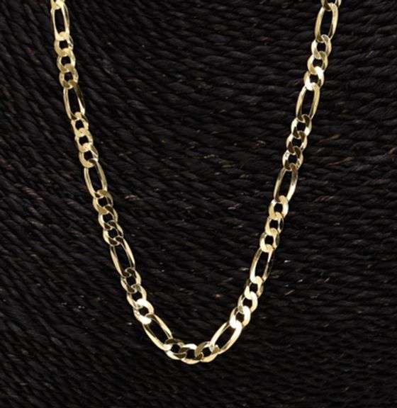 22k Yellow Gold Plated Men's 6.5mm Solid .925 Sterling Silver Flat Figaro Chain Link Italy Necklace 20"
