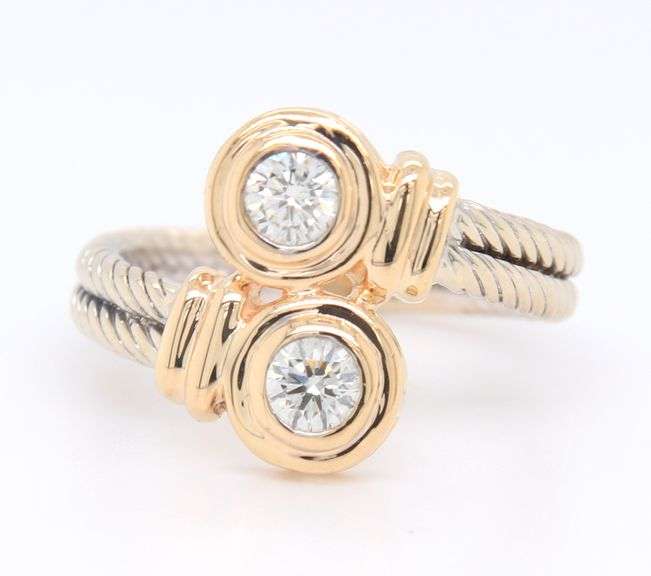 Charming Two Tone Bypass Diamond Ring