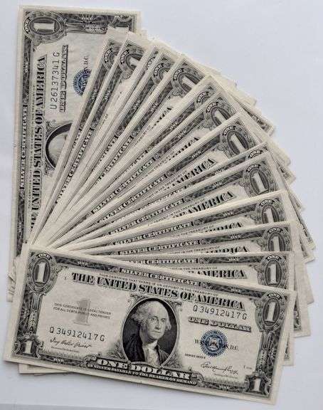 18 Various 1935  Series Near Unc More or Less $1 Silver Certificates