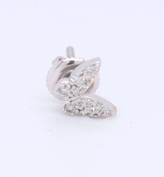 Dazzling White Gold Pave Diamond Butterfly Single Stud Earrings