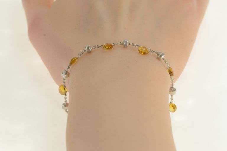18K White Gold Marco Bicego Paradise Citrine Chain Designer Bracelet