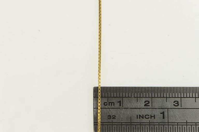 14K Yellow Gold 0.7mm Square Chain Vintage Box Link Necklace