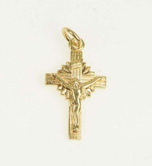14K Yellow Gold Cross Christian Faith Crucifix Jesus Charm/Pendant