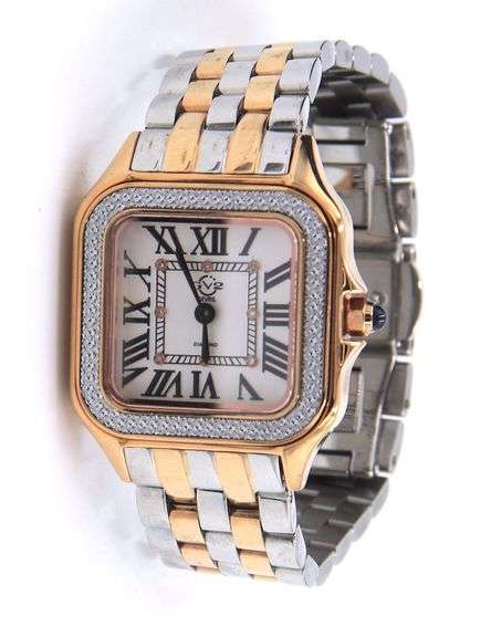 Gevril GV2 Milan Quartz 27.5mm Rose Gold Stainless Steel Square Watch