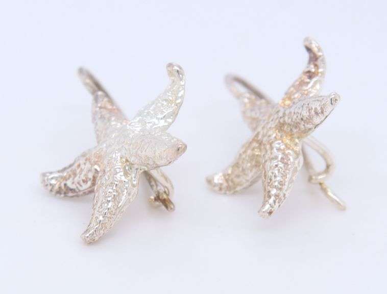 Vintage 925 Sterling Silver Starfish Dangle Earrings