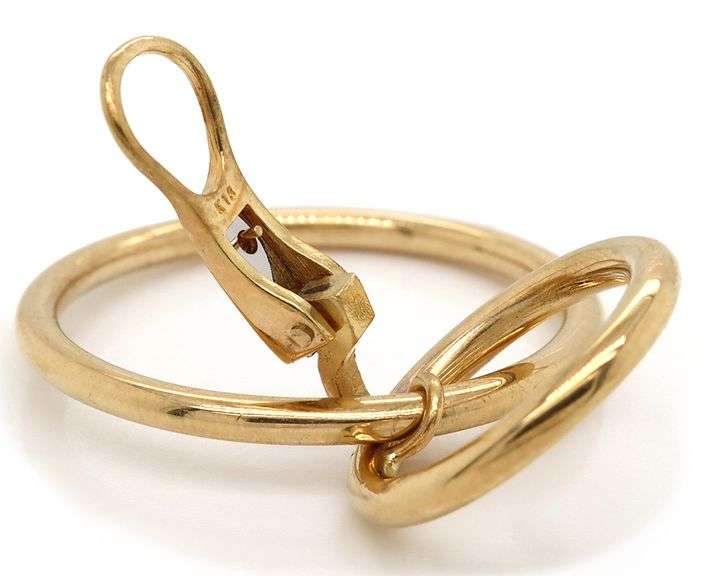 Polished Double Loop Drop Earrings in 18K