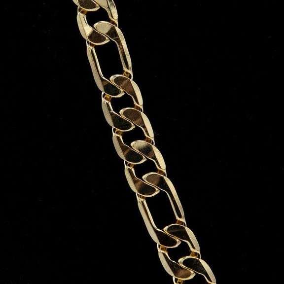 Huge 109 Gram 14Kt Gold Plate Figaro Link Necklace