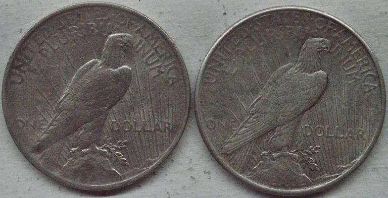 1924 and 1925 $1 Silver Peace Dollar Coin lots of 2 Coins