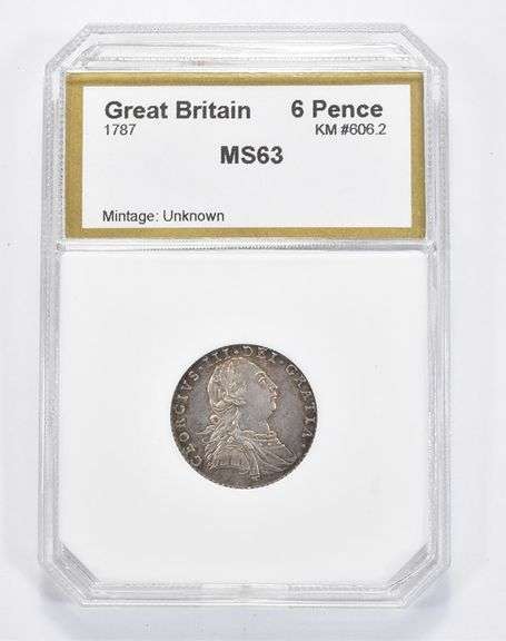 MS63 1787 Great Britain 6 Pence - Graded PCI