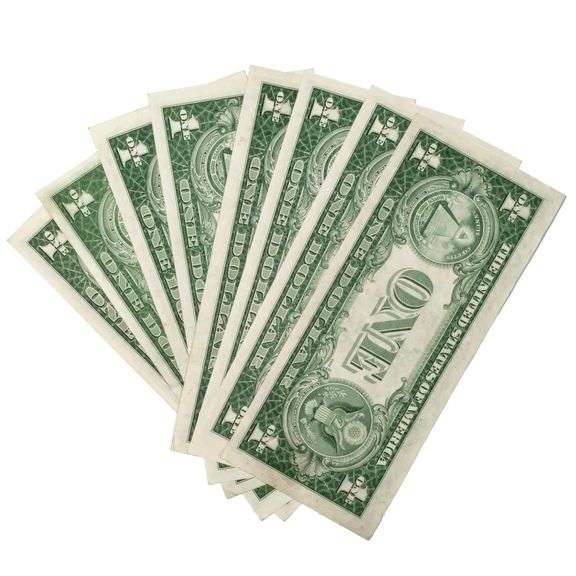 8 Various $1 1935 Series About Near Unc/Unc Silver Certificates