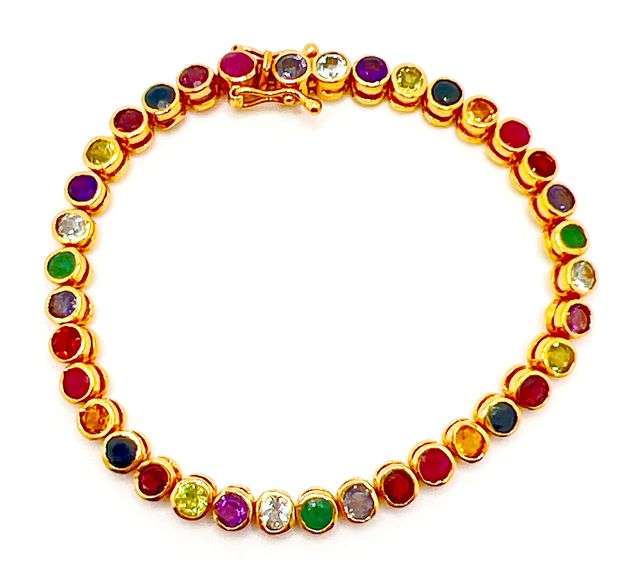 FANCY 10.00 CARAT SAPPHIRE, EMERALD, RUBY, TANZANITE, AMETHYST, CITRINE, TOPAZ, TOURMALINE, PERIDOT, AND MORE! TENNIS BRACELET