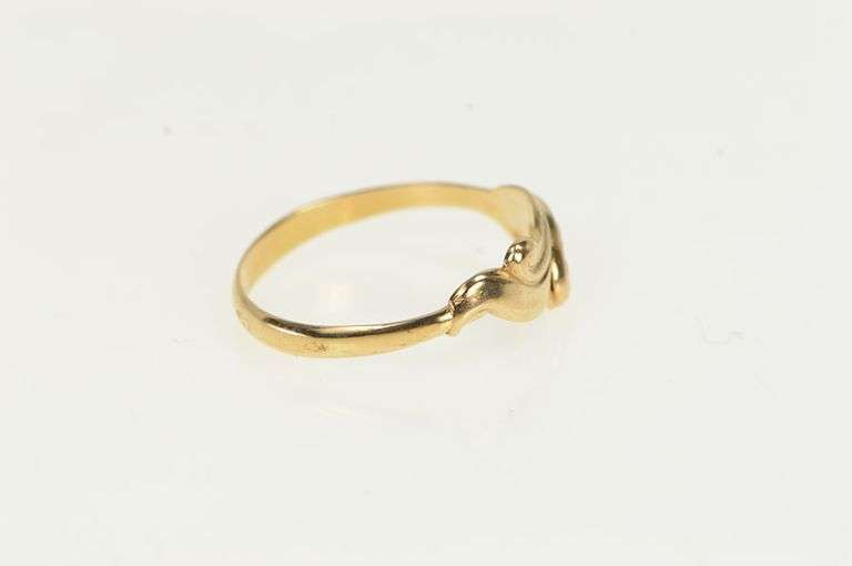 14K Yellow Gold Vintage Syn. Sapphire CZ Wavy Ornate Ring