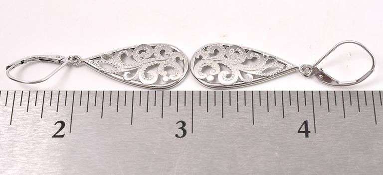Ravishing Dangle Earrings In 14K White Gold