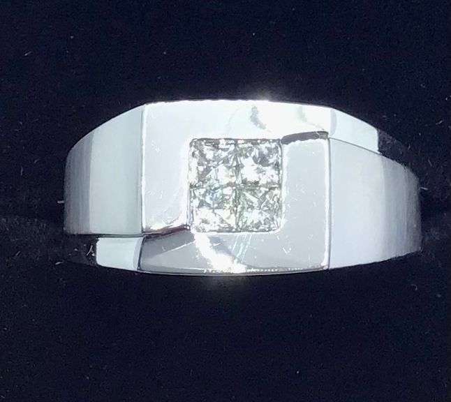 GORGEOUS 14K WHITE GOLD MATTE MEN’S DIAMOND RING