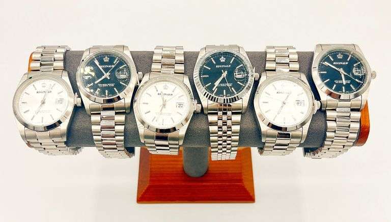 GROUP LOT OF 6x BRAND NEW MEN'S DAY DATE WATCHES- SS AND WATERPROOF