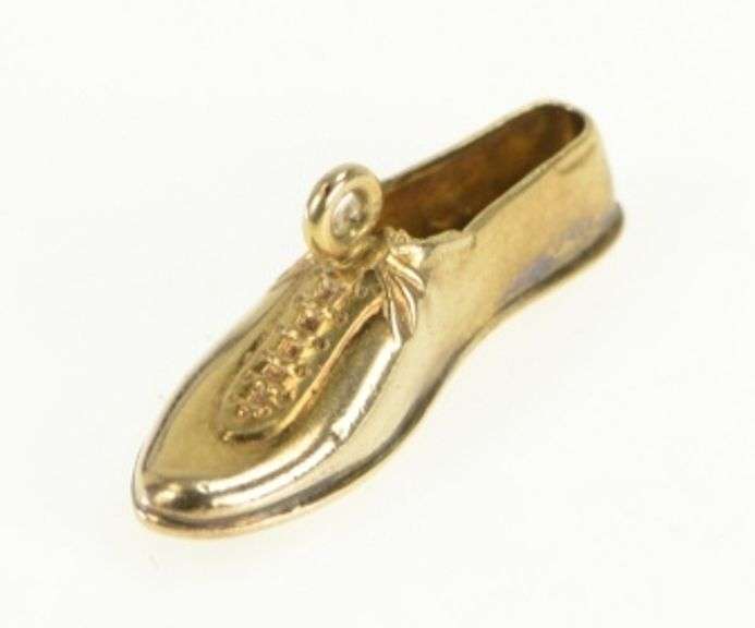 14K Yellow Gold 3D Vintage Men's Dress Shoe Fashion Charm/Pendant