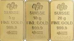 5 GRAM-10 GRAM-20 GRAM : PAMP SUISSE GROUP OF 3x 999.9 PURE GOLD BARS! 35.0 GRAMS TOTAL!