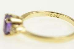 14K Yellow Gold Oval Amethyst Diamond Accent Statement Ring