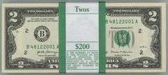 Gem CU $200 Pack of Series of 2017-A $2 Bills in Sequence (B)