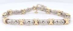 GORGEOUS DIAMOND AND SOLID GOLD X LINK TENNIS BRACELET