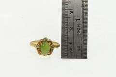 10K Yellow Gold Nephrite Green Enamel Vintage Statement Ring