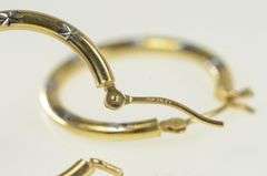14K Yellow Gold 20.5mm Two Tone Design Vintage Hoop Earrings