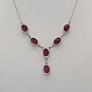 Natural 49.5 Ct Ruby Solid .925 Sterling Silver Necklace