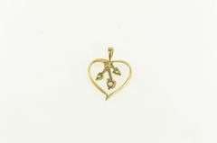 14K Yellow Gold Cubic Zirconia Emerald Heart Valentine Love Pendant