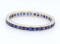 Vintage White Gold Blue Sapphire Eternity Band