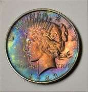 1923 Peace Silver Dollar Rainbow Toned