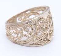 Sterling Silver Wide Filigree Band