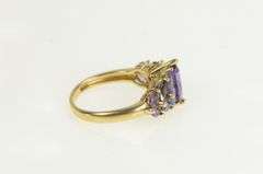 14K Yellow Gold Marquise Amethyst Tanzanite Iolite Statement Ring