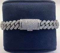 GORGEOUS 14K ICY WHITE GOLD MIAMI CUBAN LINK DIAMOND BRACELET