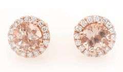 1.50ctw Morganite and 0.32ctw Diamond Halo Stud Earrings in 14K