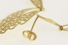 14K Yellow Gold Scalloped Filigree Decorative Dangle Drop Earrings